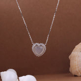 Sweet Heart Mother Of Pearl Silver Pendant Chain